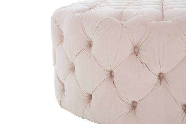 Suri Pale Pink Velvet Round Ottoman Stool - Canwell Interiors Limited - Xshowhome