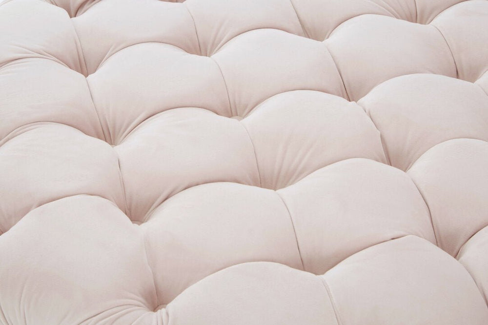 Suri Pale Pink Velvet Round Ottoman Stool - Canwell Interiors Limited - Xshowhome