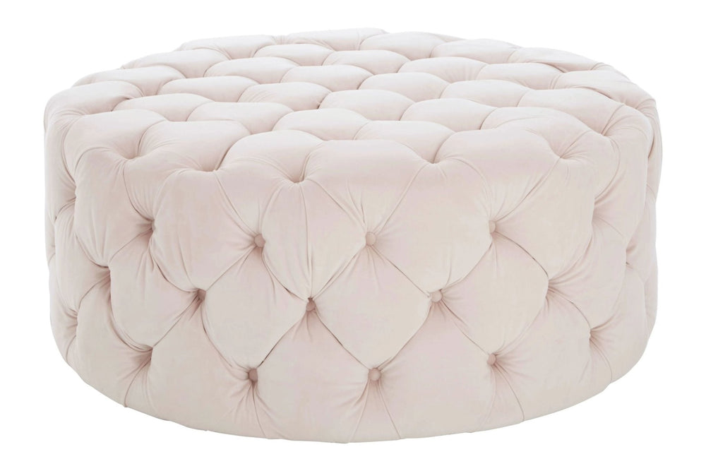 Suri Pale Pink Velvet Round Ottoman Stool - XShowhome Limited - Xshowhome