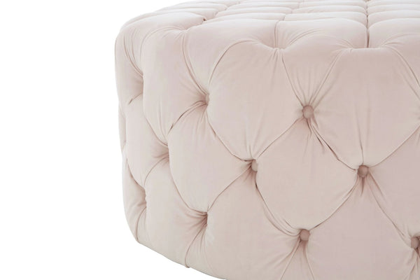 Suri Pale Pink Velvet Round Ottoman Stool - XShowhome Limited - Xshowhome