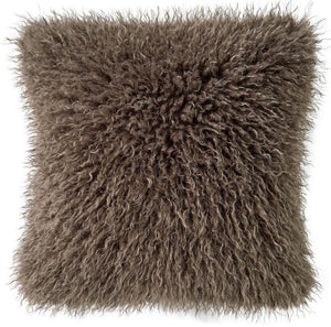 Textured Faux Mongolian Fur Cushion Brown 45x45 - Canwell Interiors Limited - Malini