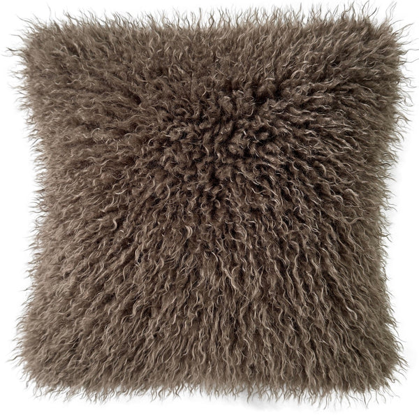Textured Faux Mongolian Fur Cushion Brown 45x45 - Canwell Interiors Limited - Malini