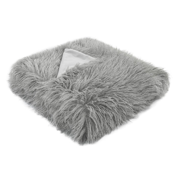 Textured Faux Mongolian Throw Grey 130x170 - Canwell Interiors Limited - Malini
