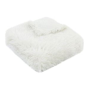 Textured Faux Mongolian Throw White 130x170 - Canwell Interiors Limited - Malini