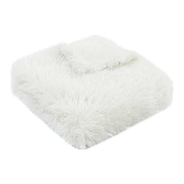 Textured Faux Mongolian Throw White 130x170 - Canwell Interiors Limited - Malini