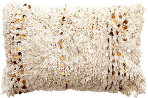 Textured Moroccon Sequin Cushion Natural 30x50 - Canwell Interiors Limited - Malini