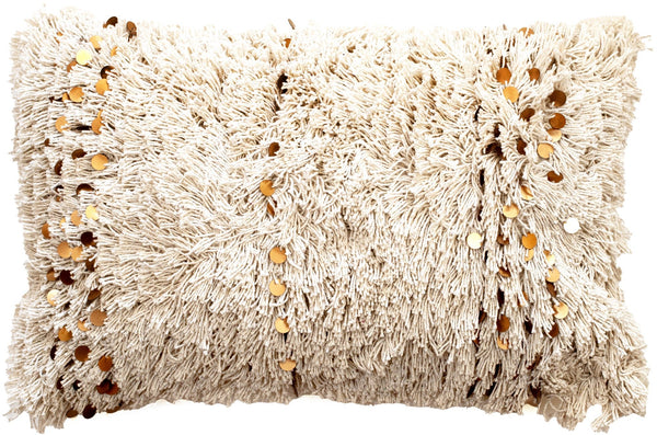 Textured Moroccon Sequin Cushion Natural 30x50 - Canwell Interiors Limited - Malini