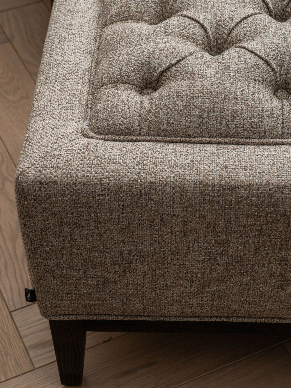 Theodore Buttoned Stool in Dark Taupe Fabric 81x61cm - XShowhome Limited - Libra