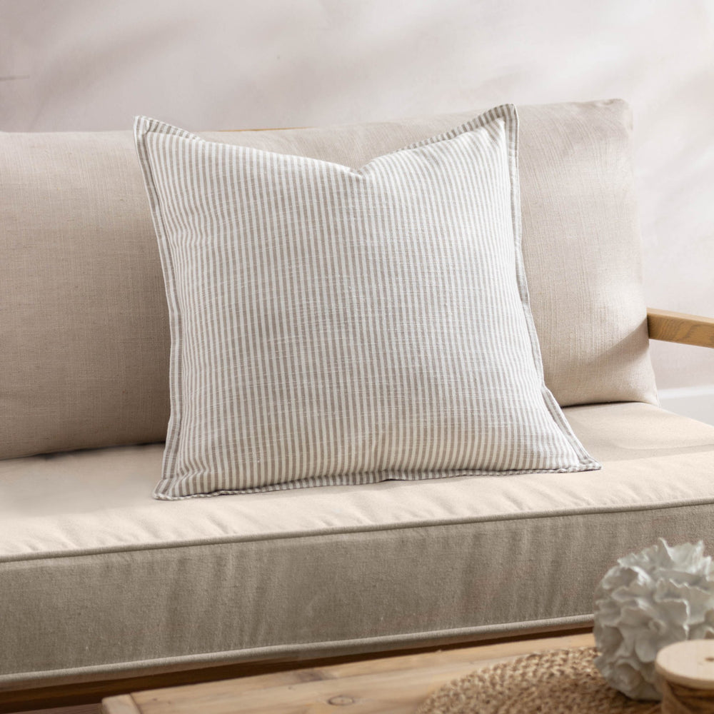 Truro Stripe 45x45 Feather Filled Cushion Natural - Canwell Interiors Limited - Riva
