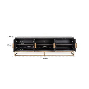 TV cabinet Blackbone Brass black rustic 200 - Canwell Interiors Limited - Richmond