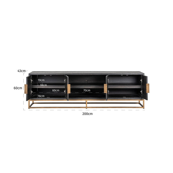 TV cabinet Blackbone Brass black rustic 200 - Canwell Interiors Limited - Richmond