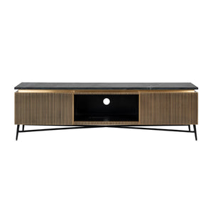 TV cabinet Ironville gold - gold, Metal|Iron|Mdf|Plywood|Black Marine Marble - Canwell Interiors Limited - Richmond