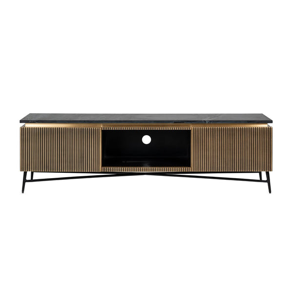 TV cabinet Ironville gold - gold, Metal|Iron|Mdf|Plywood|Black Marine Marble - Canwell Interiors Limited - Richmond