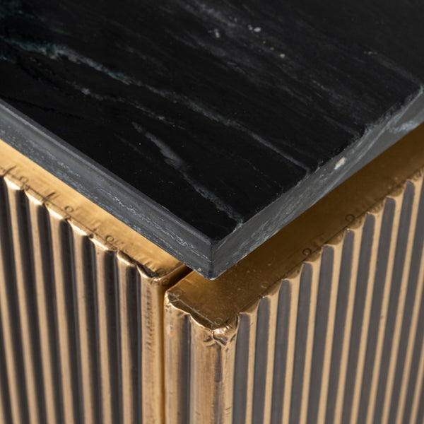 TV cabinet Ironville gold - gold, Metal|Iron|Mdf|Plywood|Black Marine Marble - Canwell Interiors Limited - Richmond