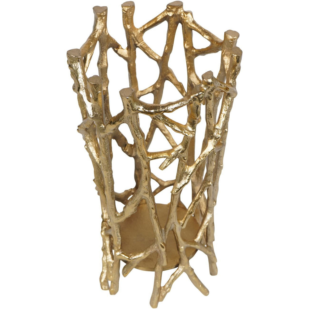 Twig Gold Round Pillar Holder Large - XShowhome Limited - Libra