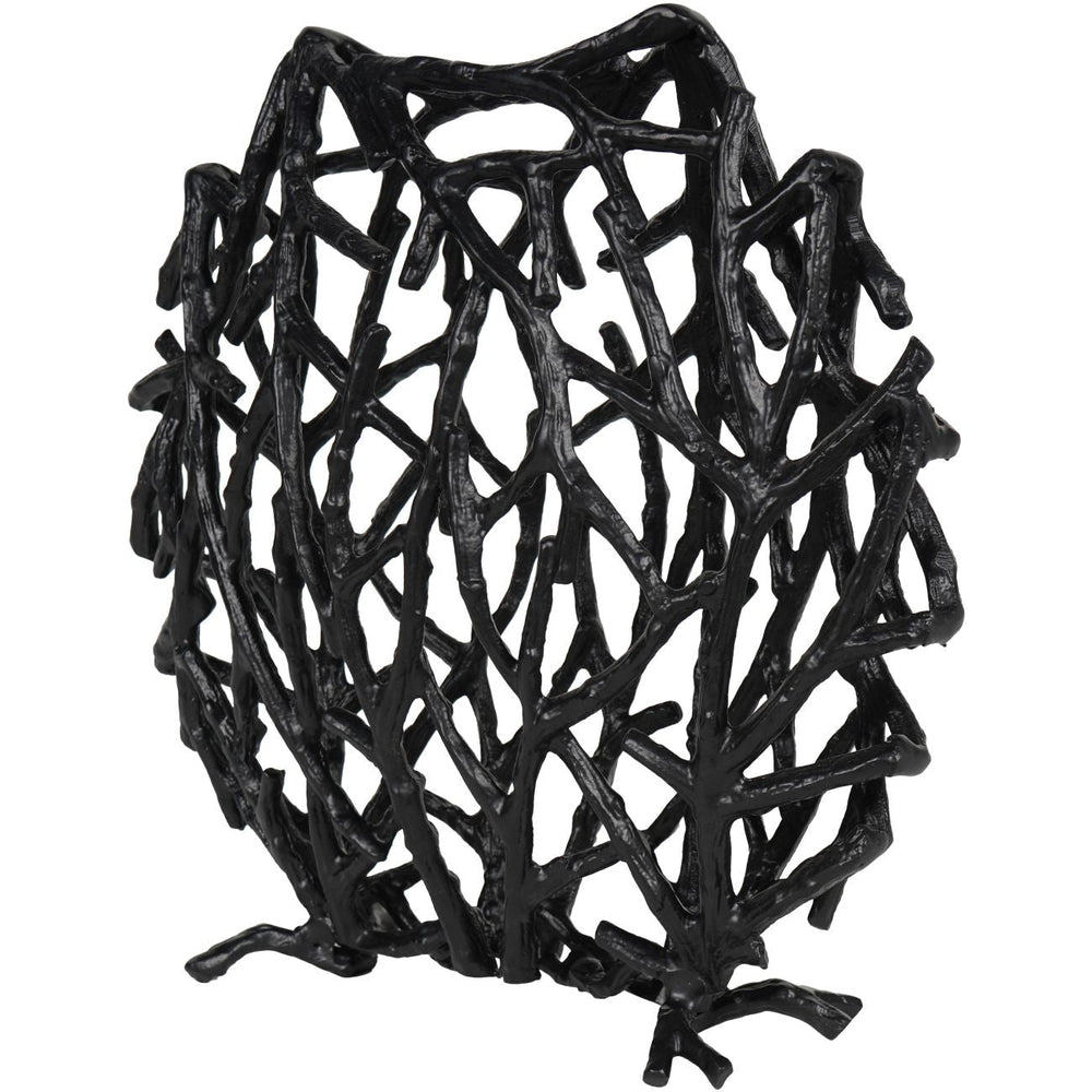 Twig Sculpture Disc Vase Black - XShowhome Limited - Libra