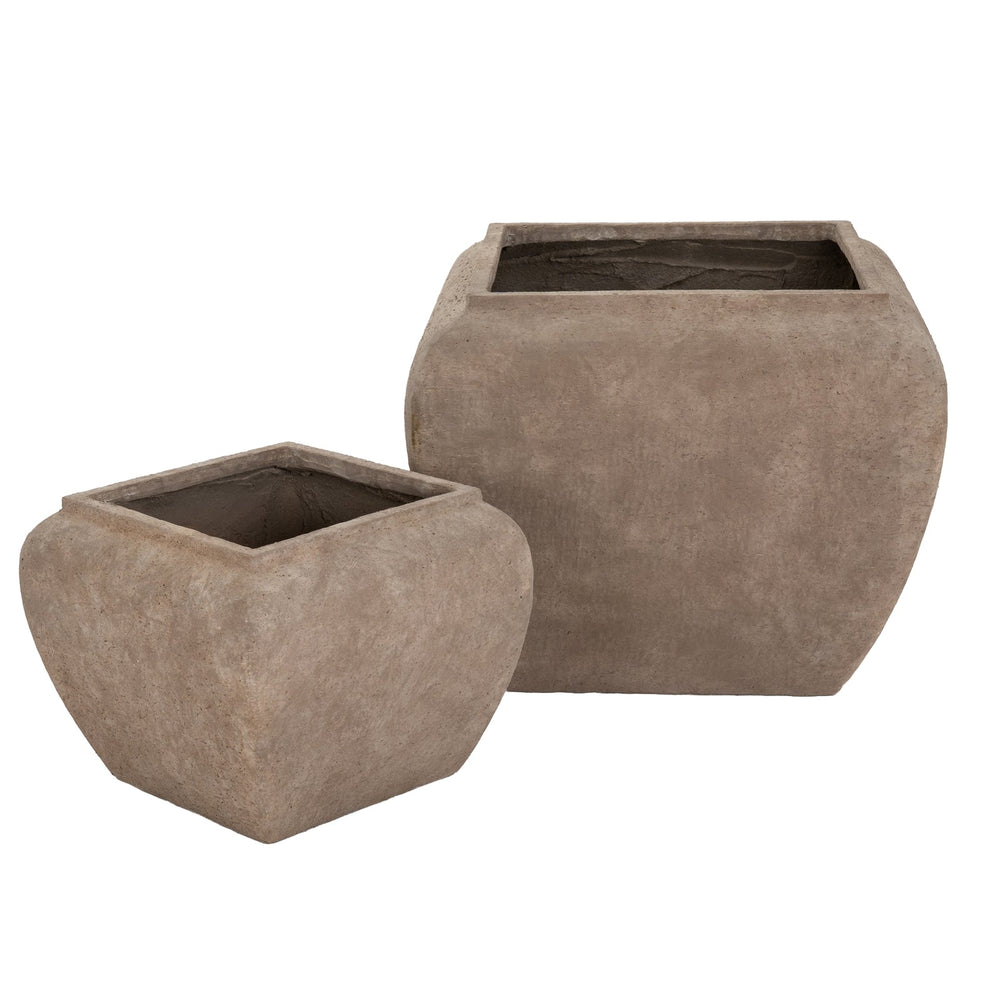 Umber Square Drum Set of 2 Planters - Canwell Interiors Limited - Hills