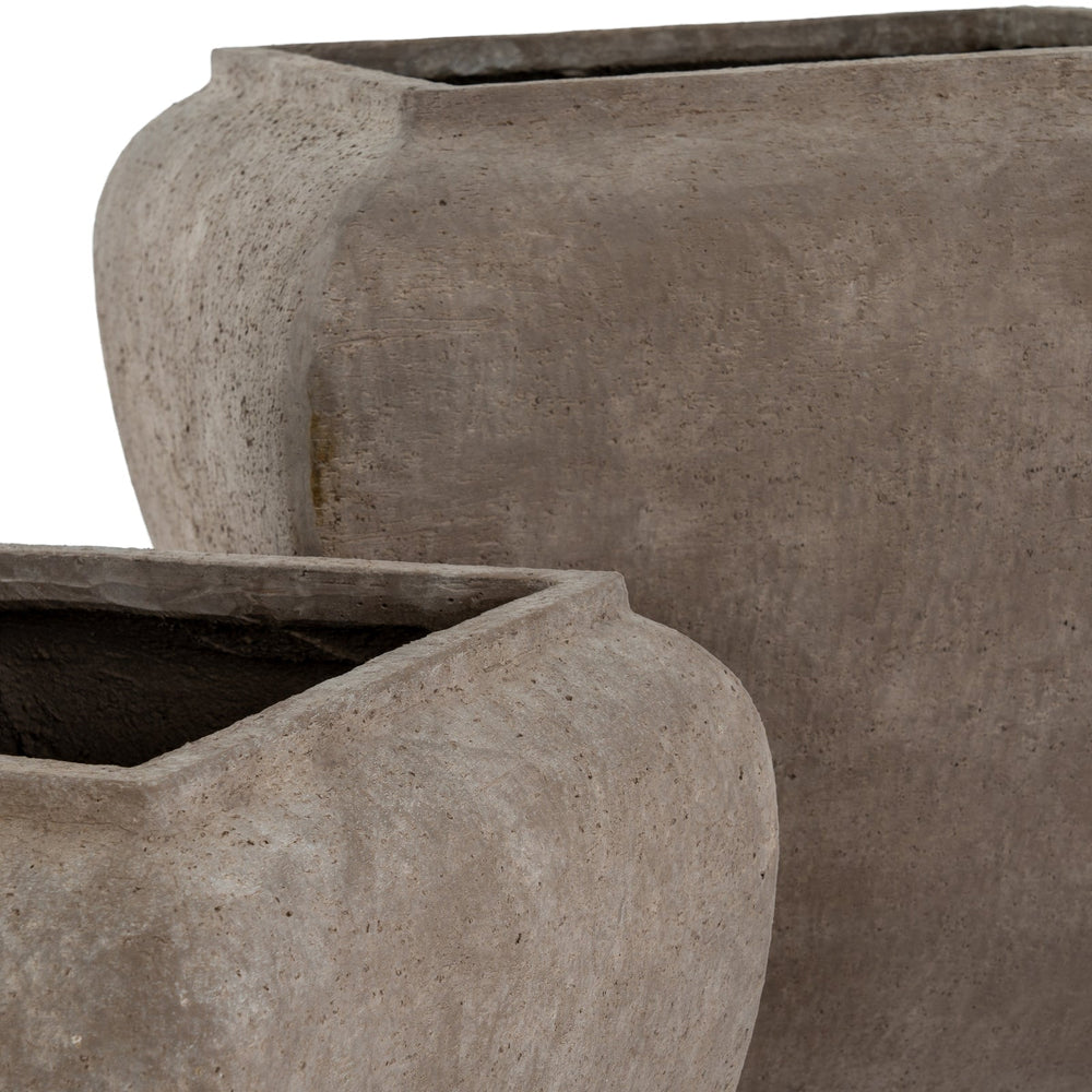 Umber Square Drum Set of 2 Planters - Canwell Interiors Limited - Hills