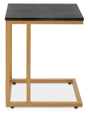 Varana Black Marble Top Side Table With Gold Finish Frame - Canwell Interiors Limited - Xshowhome