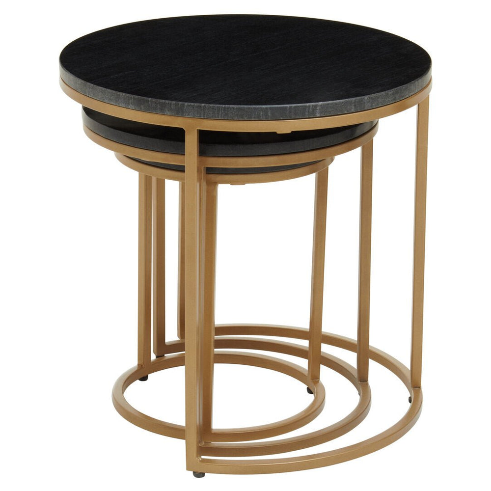 Varana Nest Of Three Black Marble Top Tables - Canwell Interiors Limited - Xshowhome
