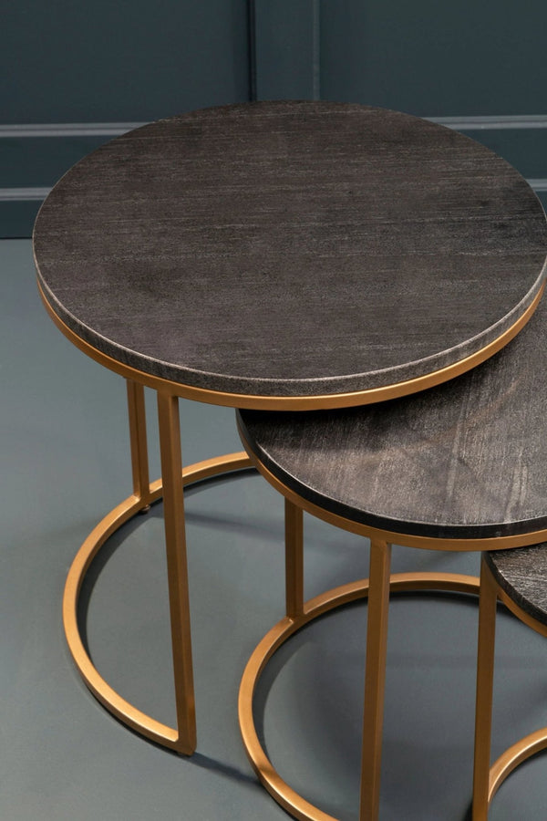 Varana Nest Of Three Black Marble Top Tables - XShowhome Limited - Xshowhome