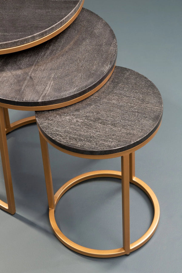 Varana Nest Of Three Black Marble Top Tables - XShowhome Limited - Xshowhome