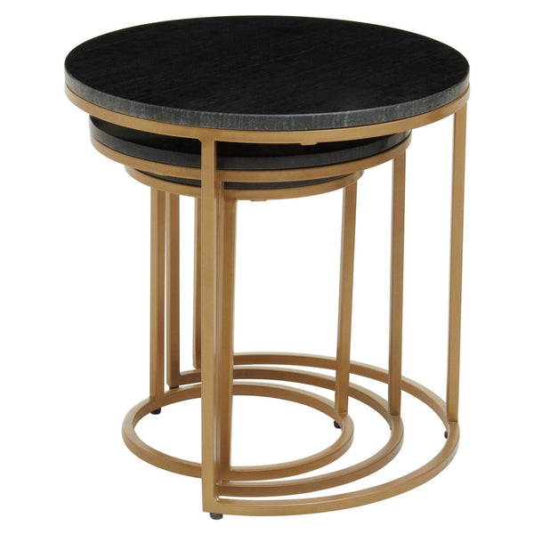 Varana Nest Of Three Black Marble Top Tables - XShowhome Limited - Xshowhome