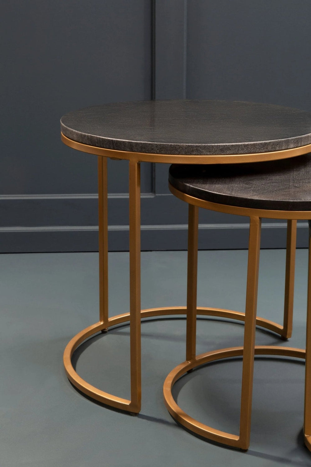 Varana Nest Of Three Black Marble Top Tables - XShowhome Limited - Xshowhome