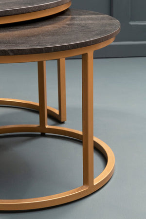 Varana Nest Of Two Black Marble Top Round Tables - Canwell Interiors Limited - Xshowhome