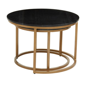 Varana Nest Of Two Black Marble Top Round Tables - XShowhome Limited - Xshowhome