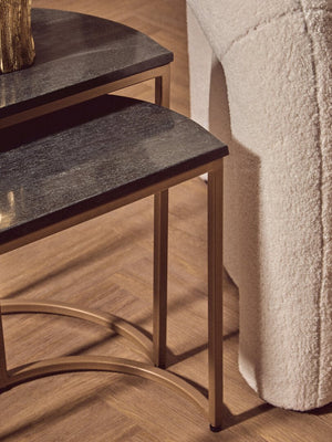 Varana Nest Of Two Half Moon Black Marble Top Tables - Canwell Interiors Limited - Xshowhome