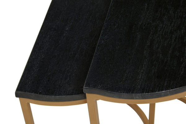 Varana Nest Of Two Half Moon Black Marble Top Tables - Canwell Interiors Limited - Xshowhome