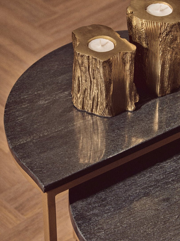 Varana Nest Of Two Half Moon Black Marble Top Tables - Canwell Interiors Limited - Xshowhome