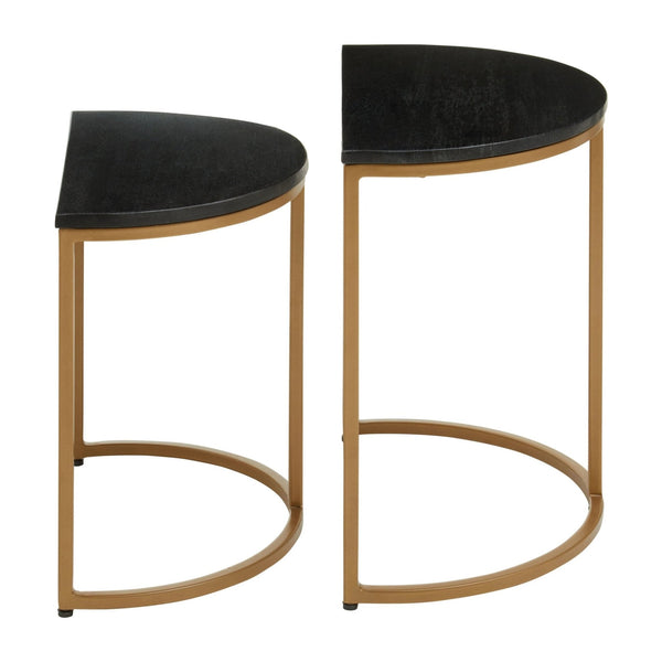 Varana Nest Of Two Half Moon Black Marble Top Tables - XShowhome Limited - Xshowhome