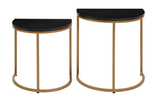 Varana Nest Of Two Half Moon Black Marble Top Tables - XShowhome Limited - Xshowhome