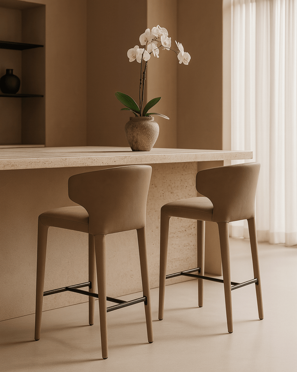 Vela Counter Stool - Vintage Eco Pelle Cognac - XShowhome Limited - Tommy Franks