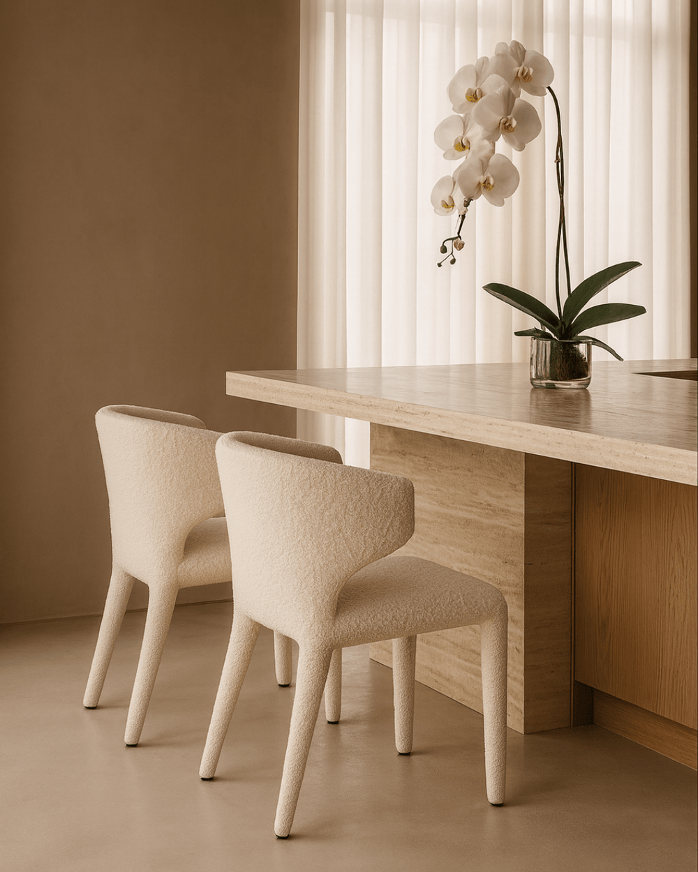 Vela Dining Chair - Chex Polar Bouclé - XShowhome Limited - Tommy Franks