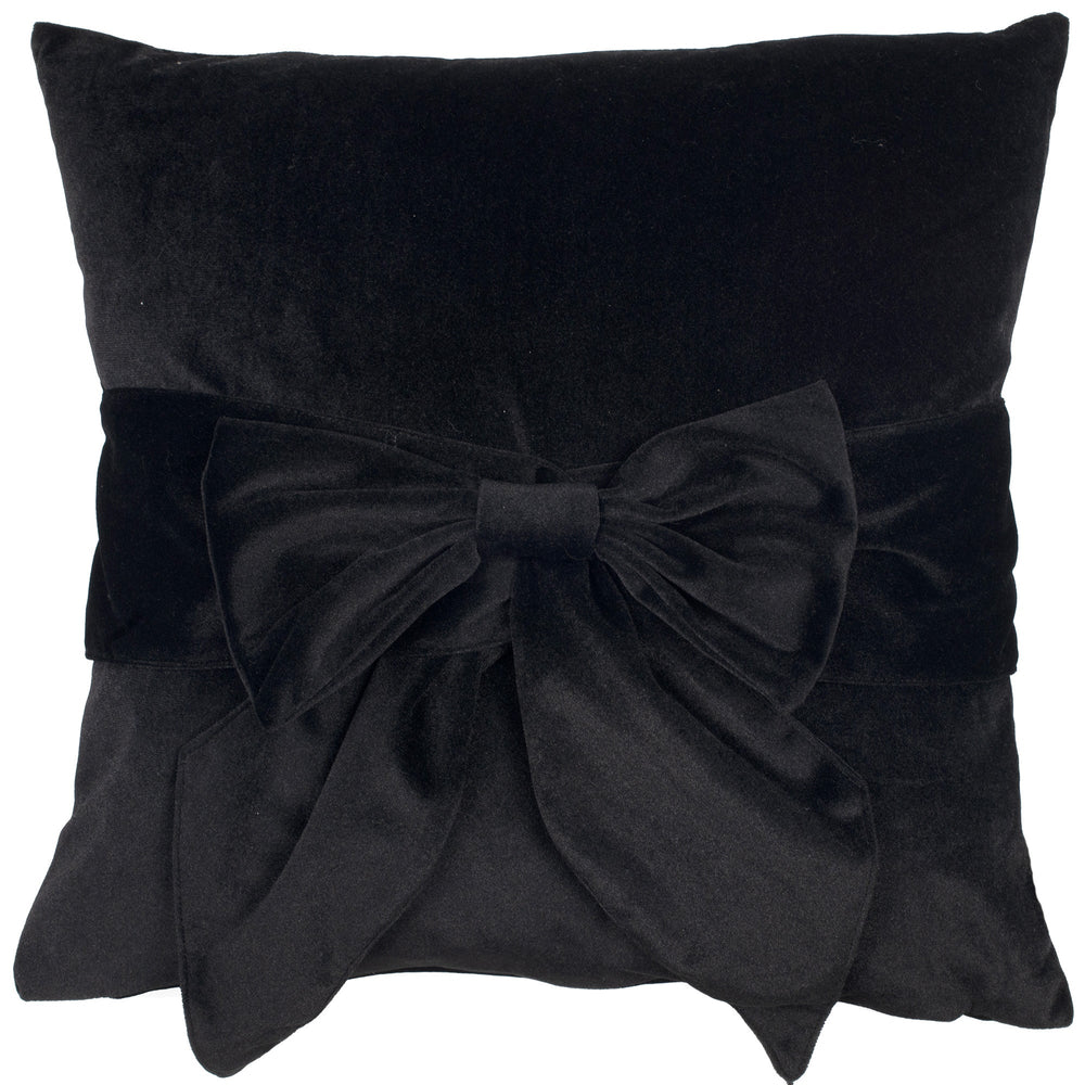 Velv Cushion with Bow Black 45x45 - Canwell Interiors Limited - Malini
