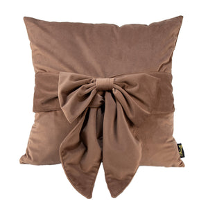 Velv Cushion with Bow Taupe 45x45 - Canwell Interiors Limited - Malini