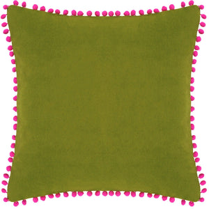 Velvet Pompom C/c 45x45 Gree & Fuc - Canwell Interiors Limited - Riva