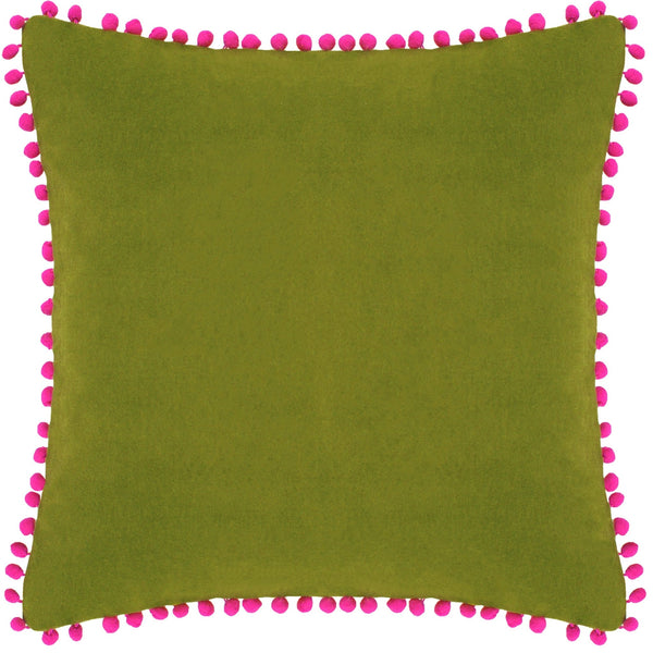 Velvet Pompom C/c 45x45 Gree & Fuc - Canwell Interiors Limited - Riva