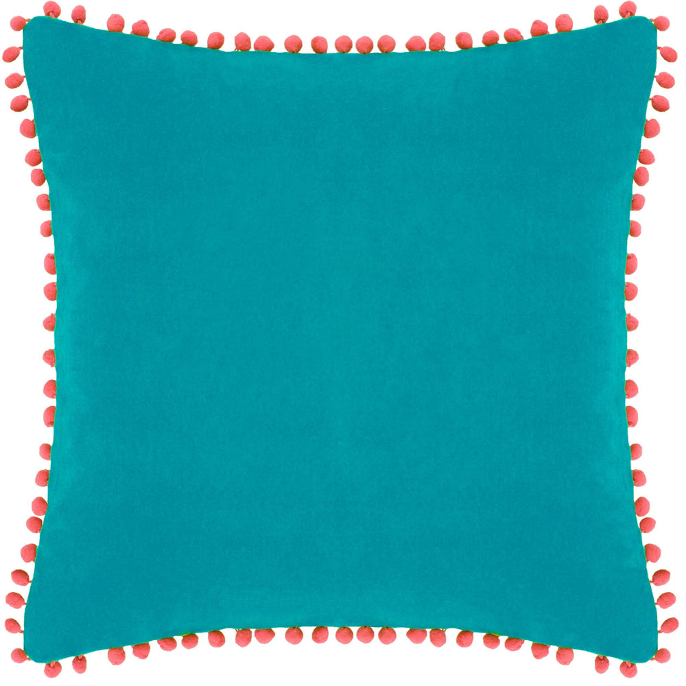 Velvet Pompom C/c 45x45 Teal & Cor - Canwell Interiors Limited - Riva