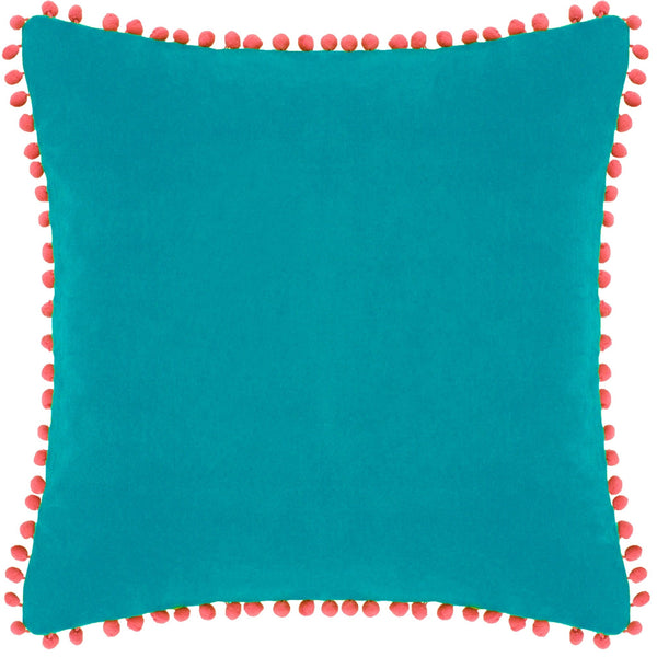 Velvet Pompom C/c 45x45 Teal & Cor - Canwell Interiors Limited - Riva