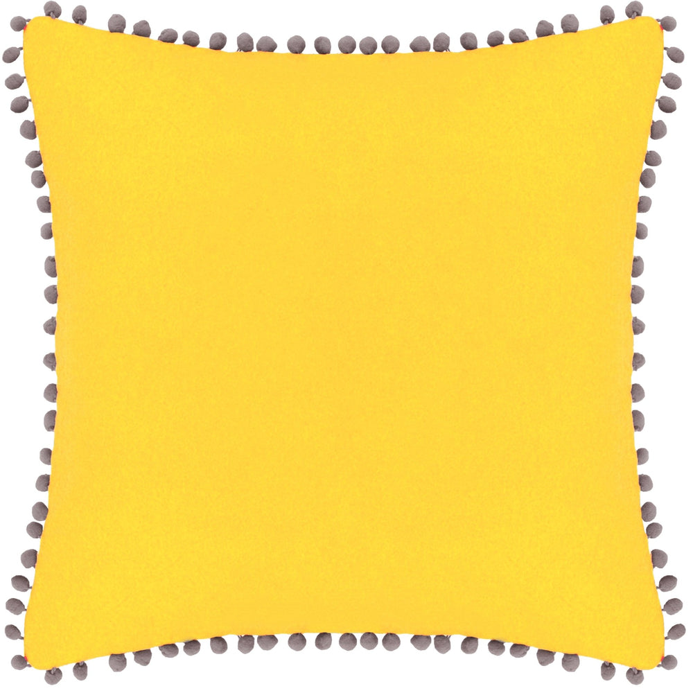 Velvet Pompom C/c 45x45 Yel & Grey - Canwell Interiors Limited - Riva
