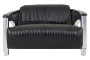 Victor 2 Seat Black Leather Sofa - Canwell Interiors Limited - Xshowhome