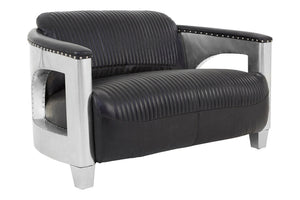 Victor 2 Seat Black Leather Sofa - Canwell Interiors Limited - Xshowhome