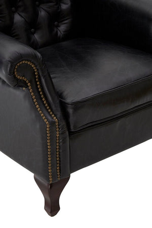 Victor Black Leather Wingback Armchair - Canwell Interiors Limited - Xshowhome