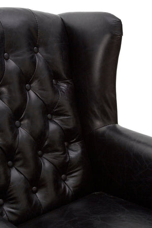 Victor Black Leather Wingback Armchair - Canwell Interiors Limited - Xshowhome