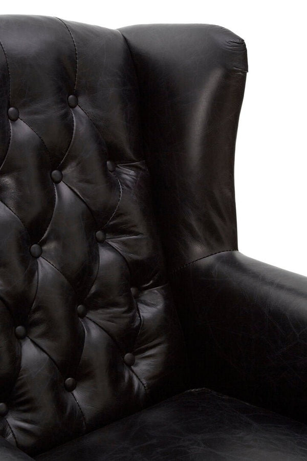 Victor Black Leather Wingback Armchair - Canwell Interiors Limited - Xshowhome