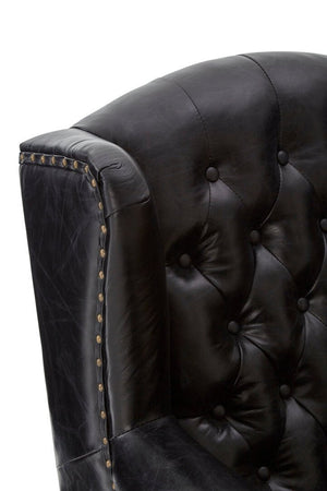 Victor Black Leather Wingback Armchair - Canwell Interiors Limited - Xshowhome